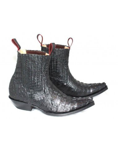 LUIS ANKLE ELASTIC BOOTS BLACK GENUINE PYTHON SKIN