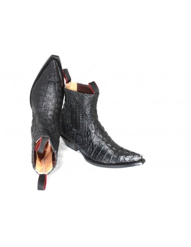 LUIS ANKLE ELASTIC BOOTS BLACK GENUINE PYTHON SKIN