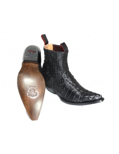 LUIS ANKLE ELASTIC BOOTS BLACK GENUINE PYTHON SKIN