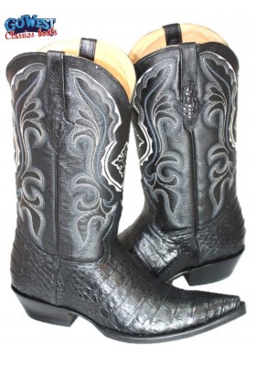 CHIHUAHUA BLACK CROCODILE BELLY WITH BLACK COWHIDE UPPER
