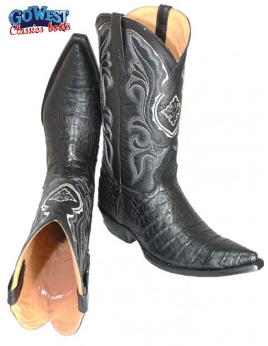 CHIHUAHUA BLACK CROCODILE BELLY WITH BLACK COWHIDE UPPER