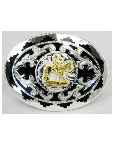 FIBBIA IN ARGENTO LONEONE COWBOY SFONDO NERO FIBBIA IN ARGENTO LONEONE COWBOY SFONDO NERO