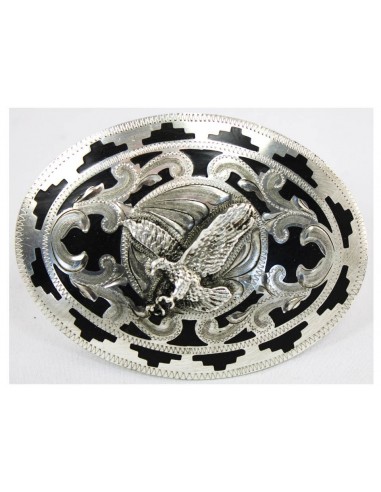 FIBBIA IN ARGENTO SFONDO NERO AQUILA ARGENTO FIG