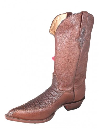 HIGH BEL'AIR BOOTS BROWN GENUINE CROCODILE AND BROWN COWHIDE LEATHER