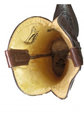 HIGH BEL'AIR BOOTS BROWN GENUINE CROCODILE AND BROWN COWHIDE LEATHER