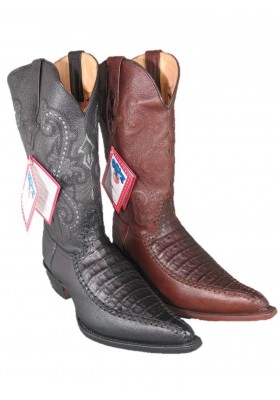 HIGH BEL'AIR BOOTS BROWN GENUINE CROCODILE AND BROWN COWHIDE LEATHER