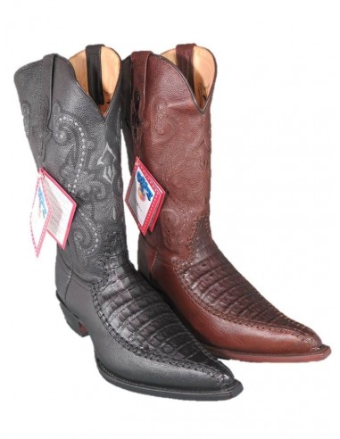 HIGH BEL'AIR BOOTS BROWN GENUINE CROCODILE AND BROWN COWHIDE LEATHER
