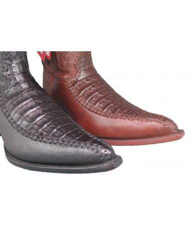 HIGH BEL'AIR BOOTS BROWN GENUINE CROCODILE AND BROWN COWHIDE LEATHER