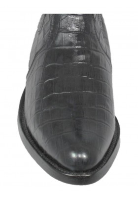 GIPSY BLACK PRINTED CROCODILE COWHIDE LEATHER