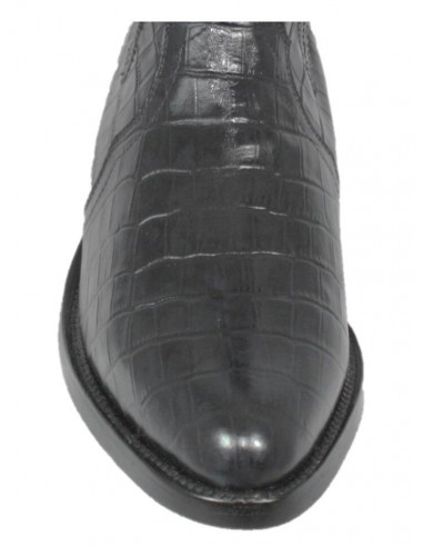 GIPSY BLACK PRINTED CROCODILE COWHIDE LEATHER
