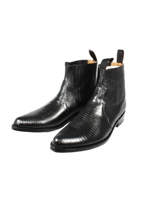 GIPSY BLACK PRINTED LIZARD COWHIDE LEATHER