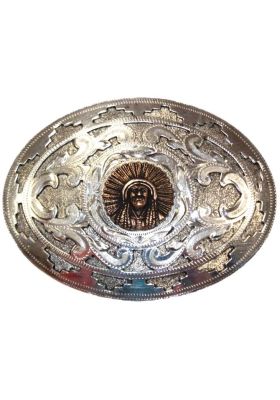 FIBBIA IN ARGENTO SFONDO NERO FIG BULLRIDING RAME