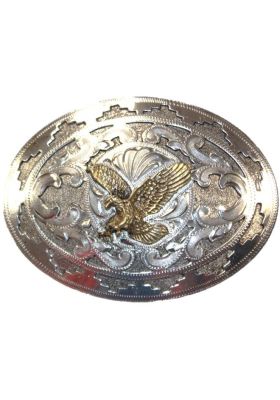 BOUCLE ARGENT VIEILLI FOND ARGENT FIG AIGLE DORÉ