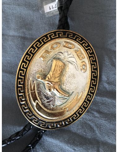 BOLO TIE DORÉ FOND ARGENT MOTIF SANTIAGS RODEO GOWEST