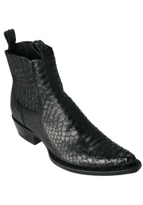 LUIS ANKLE ELASTIC BOOTS BLACK GENUINE PYTHON SKIN