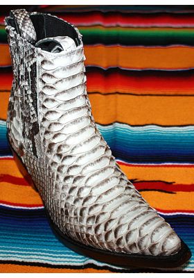 LADY LUISA ANKLE ELASTIC BOOTS NATURAL GENUINE PYTHON SKIN