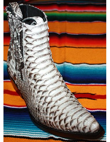 LADY LUISA ANKLE ELASTIC BOOTS NATURAL GENUINE PYTHON SKIN