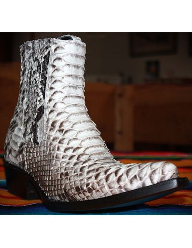 LADY LUISA ANKLE ELASTIC BOOTS NATURAL GENUINE PYTHON SKIN