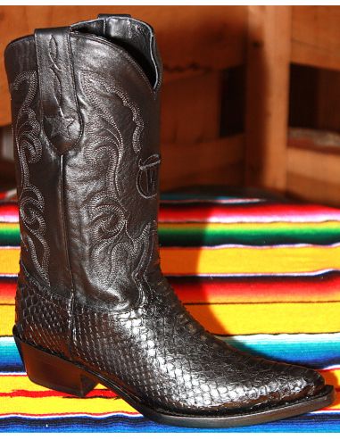 copy of EL CAMINO GENUINE NATURAL PYTHON SKIN AND BLACK UPPER